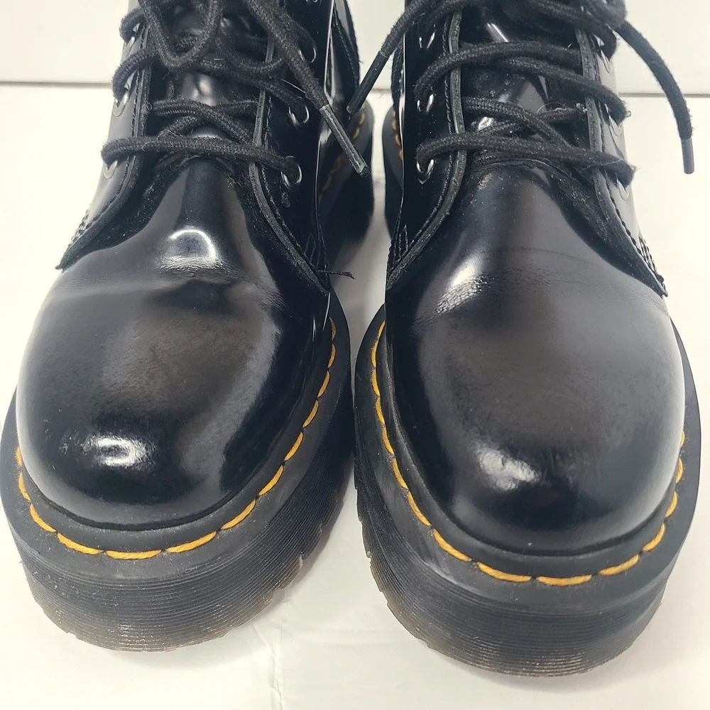 Dr Martens Jadon Black Patent Platform Chunky Side Zip Boot US 6 M 7 W EU 38